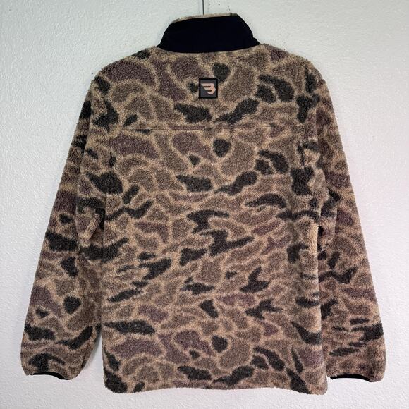 Burlebo Jacket Mens Small Camo Sherpa Quarter Zip Anorak Fleece Outdoors HuntNEW - Picture 2 of 11